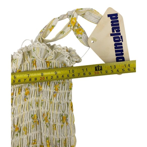 Vintage Youngland Girls Dress Size 12 Yellow Ditsy Floral Smocked Sundress NWT - Picture 8 of 10